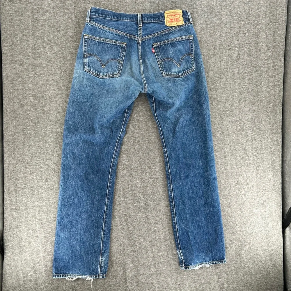 VTG Levis 501xx Mens Blue Denim Button Fly Jeans 36x34 Fits 35x32 Y2K Distressed